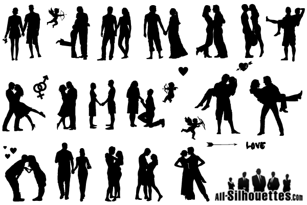 600x400 Free Romantic Love Couple Silhouette Vector Free