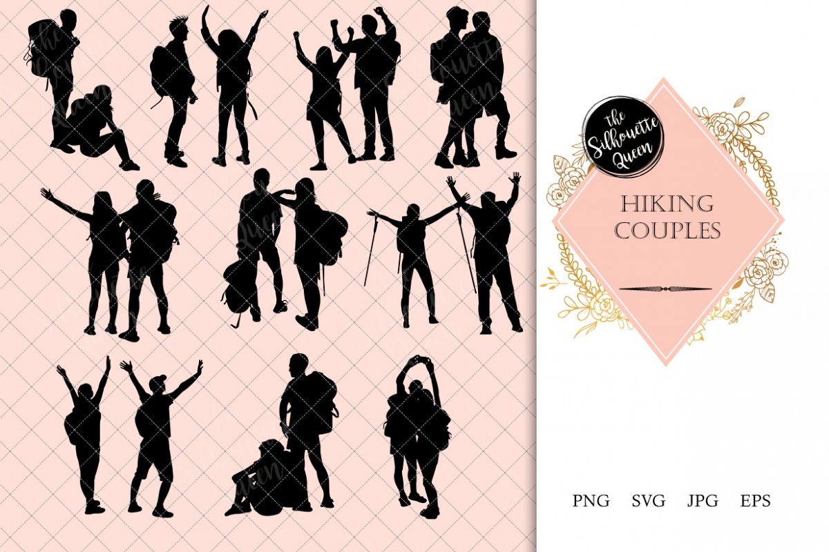 1200x800 Hiking Couple Silhouette Mountain Climber Vector Team Tre