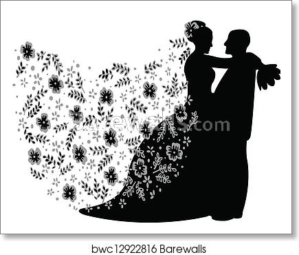 435x370 Just Married Couple Silhouette, Art Print Barewalls Posters