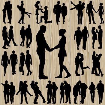 350x350 Couple Silhouette Vector, Dxf, Png, Engagment