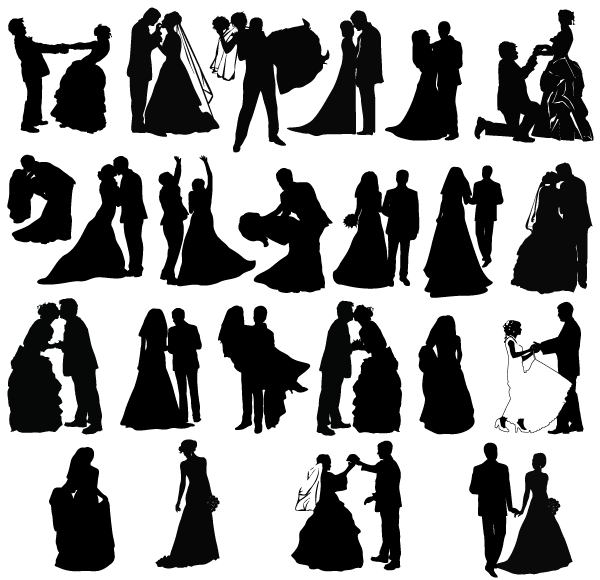 600x580 Newly Married Couple Silhouettes Free Vector Cricut Wedding