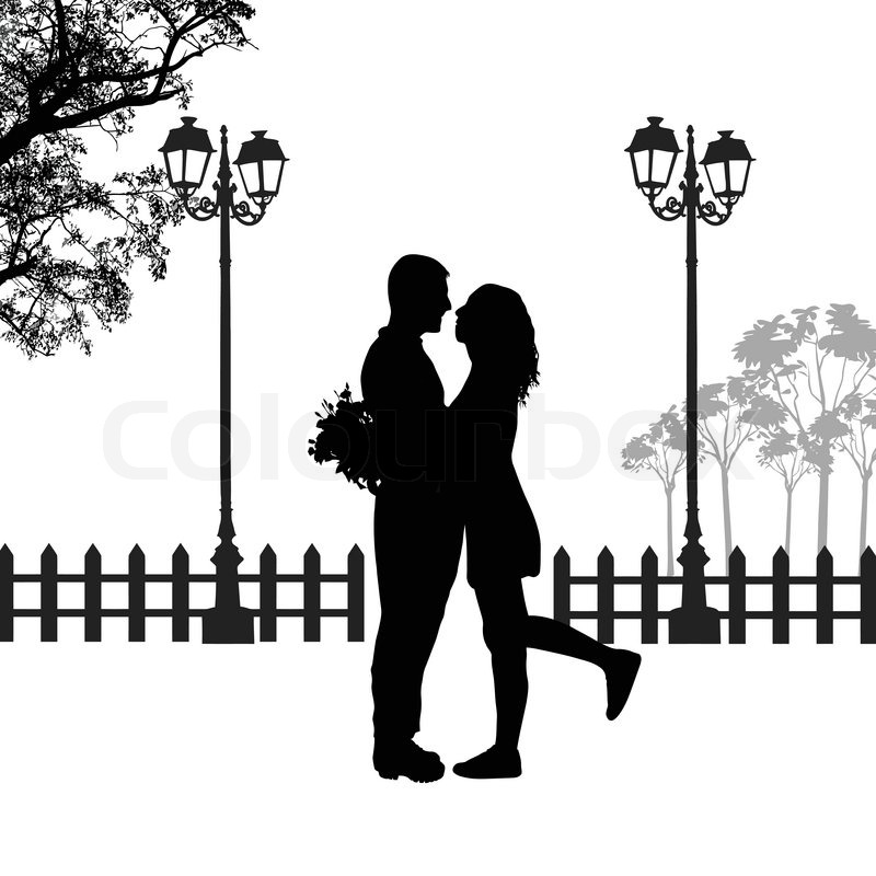 800x800 Romantic Couple Silhouette Embrace In Stock Vector Colourbox