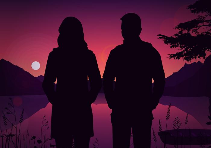 700x490 Winter Couple Silhouette Free Vector