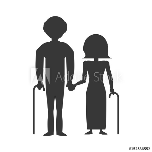 500x500 Elder Couple Silhouette Vector Icon Illustration Design Graphic