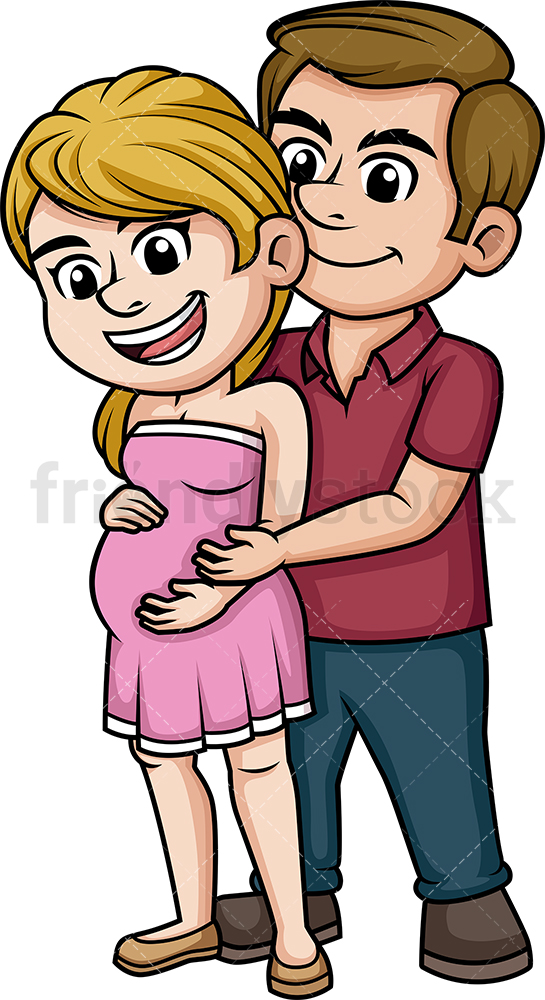 545x1000 Cute Pregnant Couple Cartoon Clipart Vector