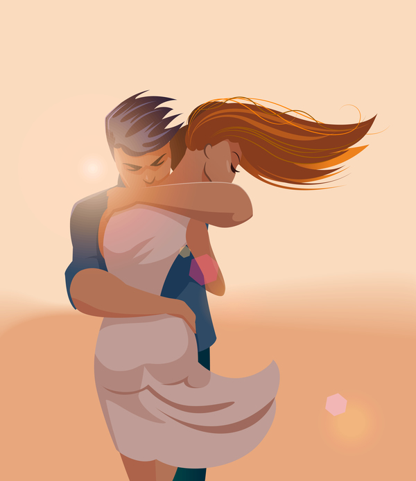 600x694 Embraces Love Couple Vector Material Free Download