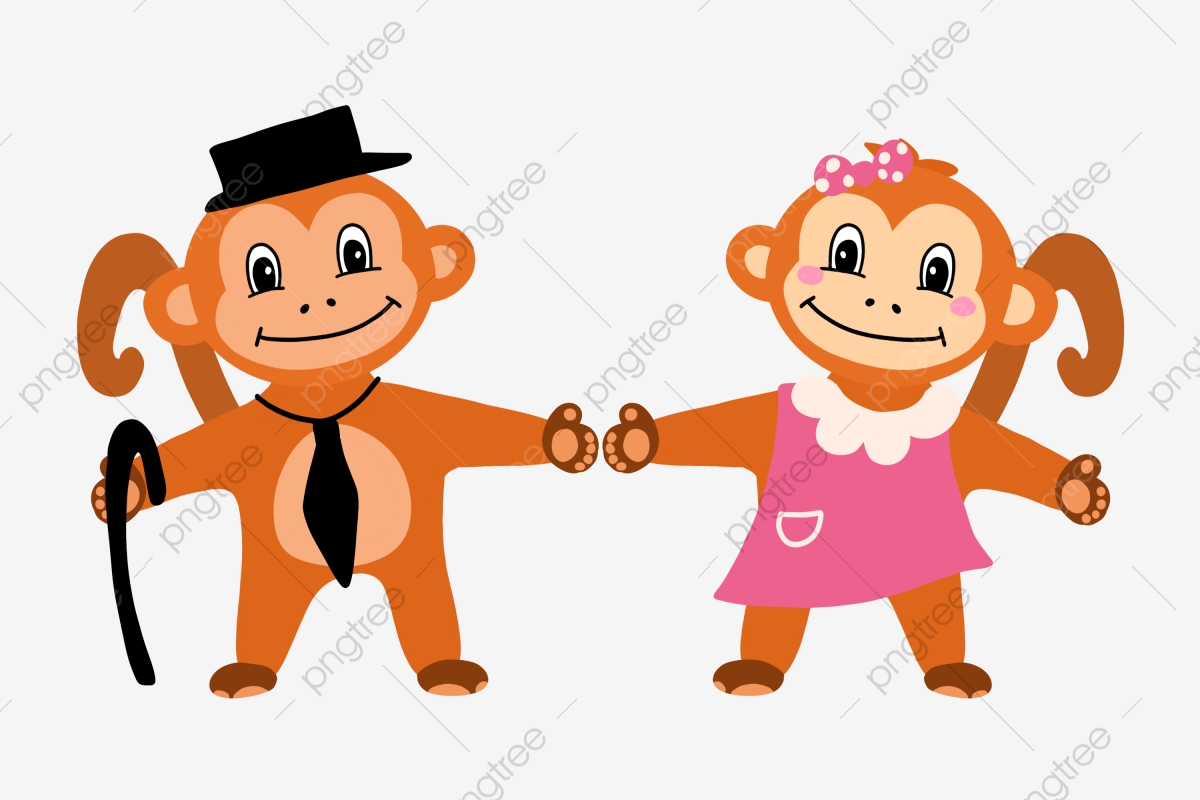1200x800 Monkey Cartoon Couple Vector Material, Monkey Vector, Cartoon