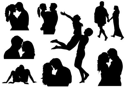502x352 Valentines Couple Vector Graphics Silhouette Clip Art