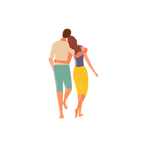 500x500 Cartoon Walking Couple Vector Free Download