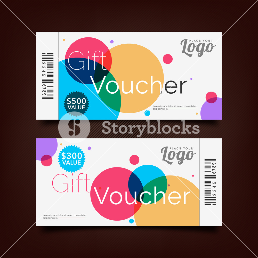 1000x1000 Creative Gift Voucher Or Coupon Template Set With Colorful