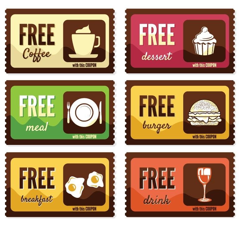 767x733 Free Vintage Free Food Coupon Sticker Labels Vector Design Idea