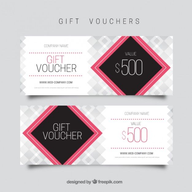 626x626 Gift Voucher Template With Pink Square Free Vector Design Free