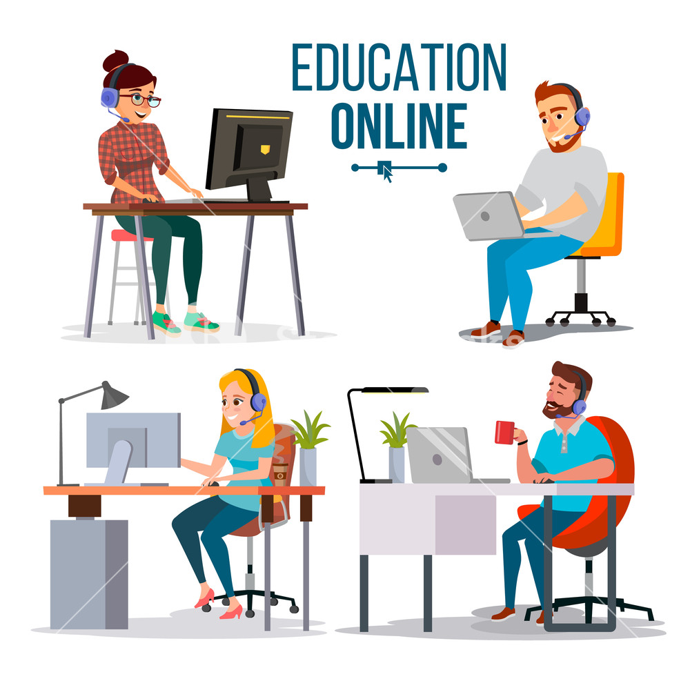 1000x1000 Education Online Concept Vector People Using Online Education