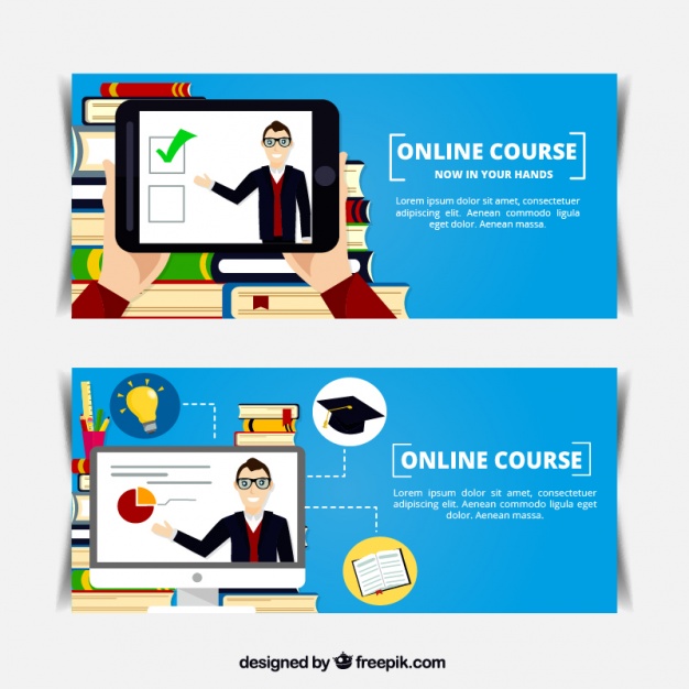 626x626 Flat Banners Of Online Course Vector Free Download
