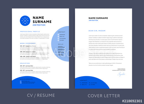 500x363 Professional Cv Resume Template Blue Design And Letterhead Cover