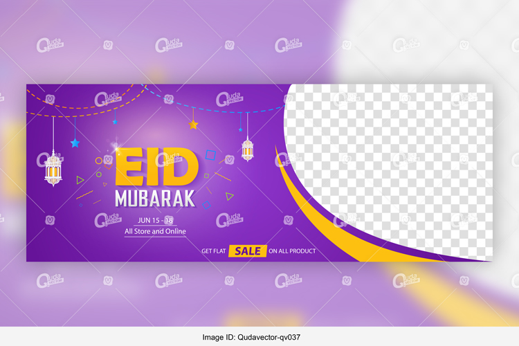 750x500 Eid Mubarak Social Media Cover Vector Template