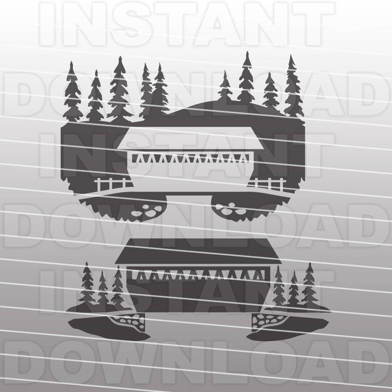 794x794 Covered Bridge Vector Clip Art For Commercial Etsy