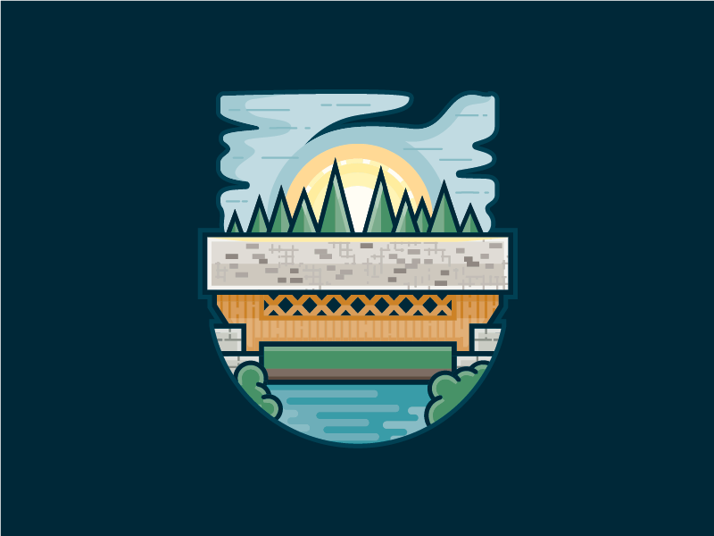 800x600 Covered Bridge On Blue