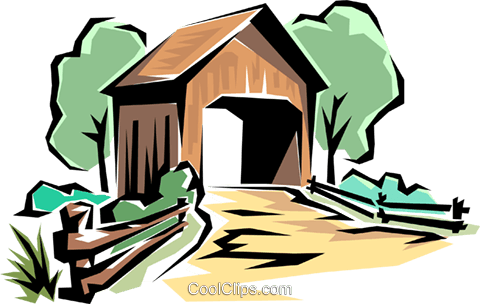 480x304 Covered Bridge Royalty Free Vector Clip Art Illustration