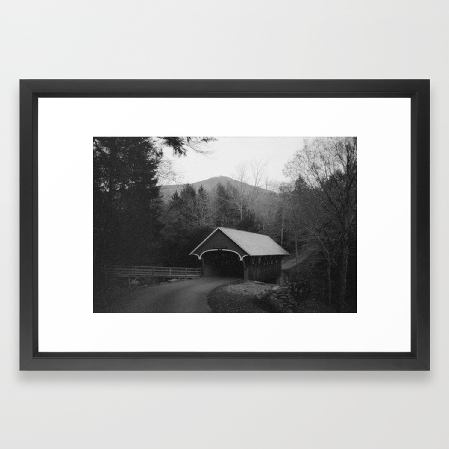 1500x1500 New England Classic Covered Bridge Framed Art Print