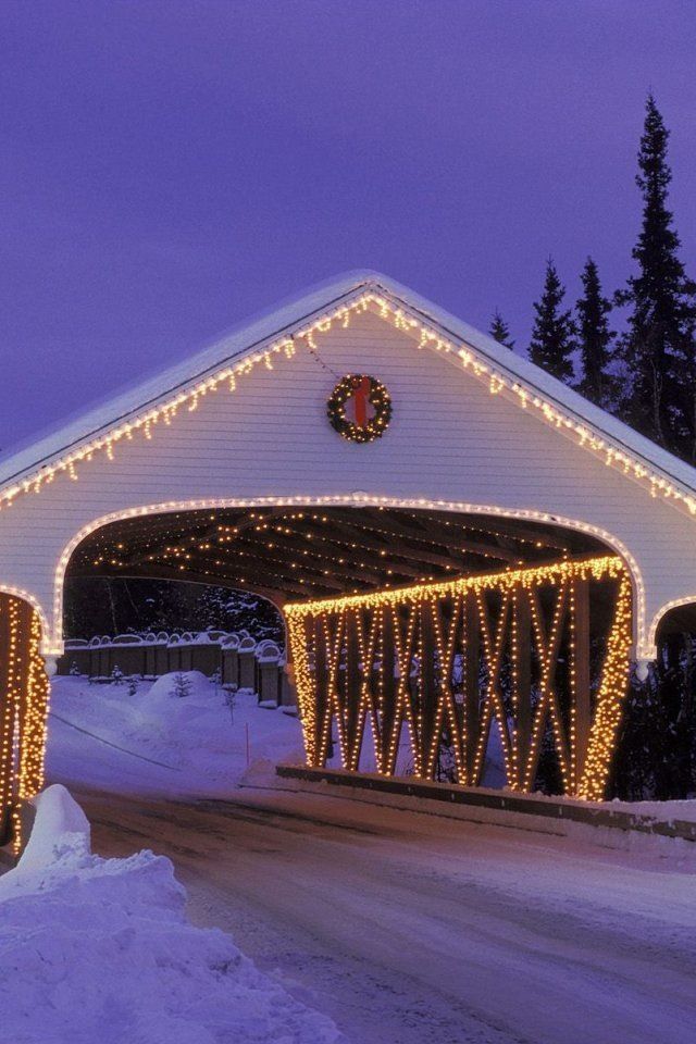 640x960 Christmas Covered Bridge, Alaska Christmastime In The City