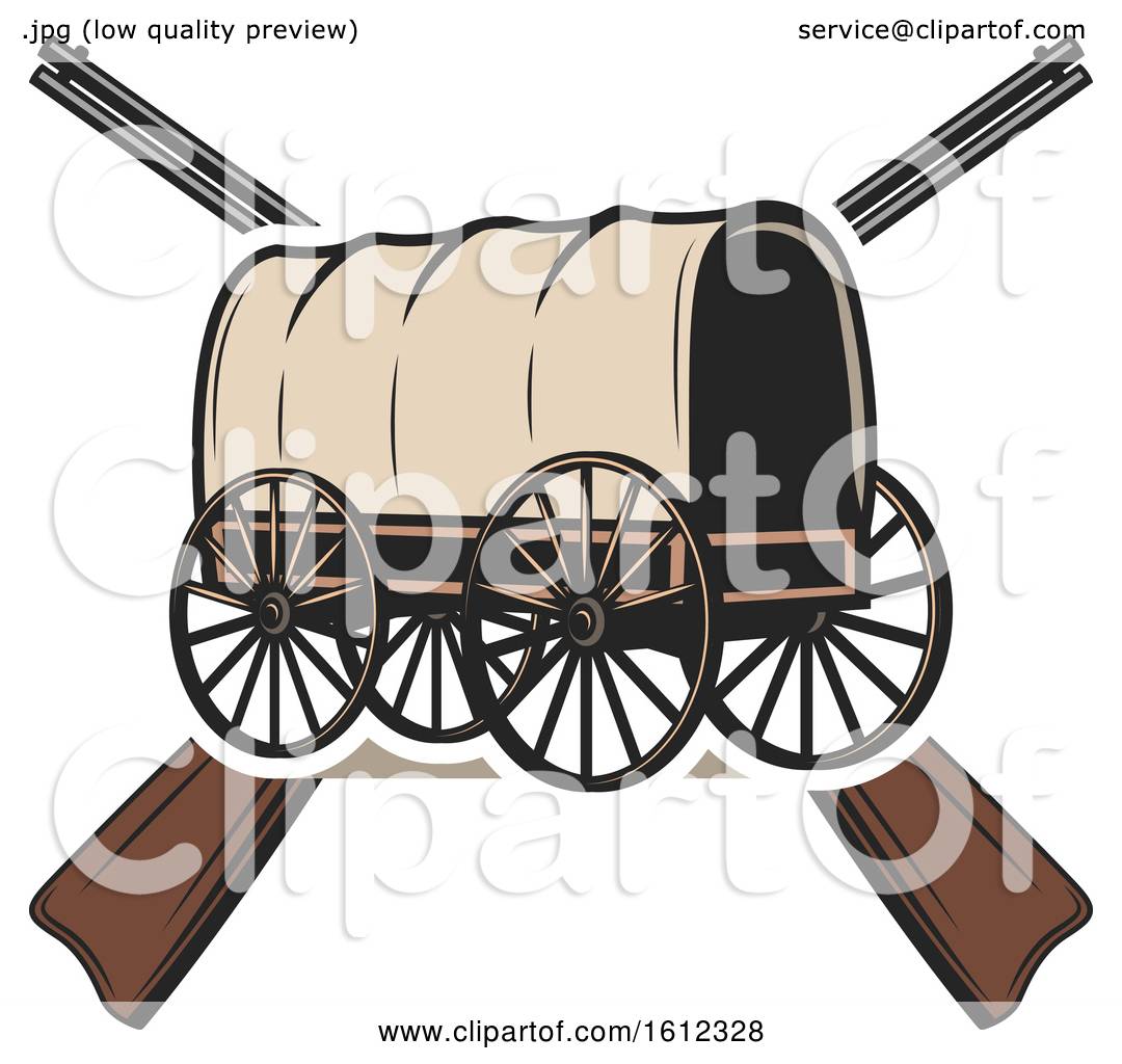 1080x1024 Clipart Of A Covered Wagon Over Crossed Rifles