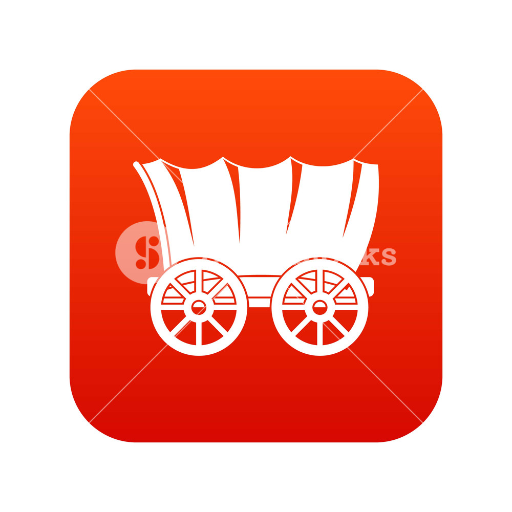 1000x1000 Ancient Western Covered Wagon Icon Digital Red For Any Design