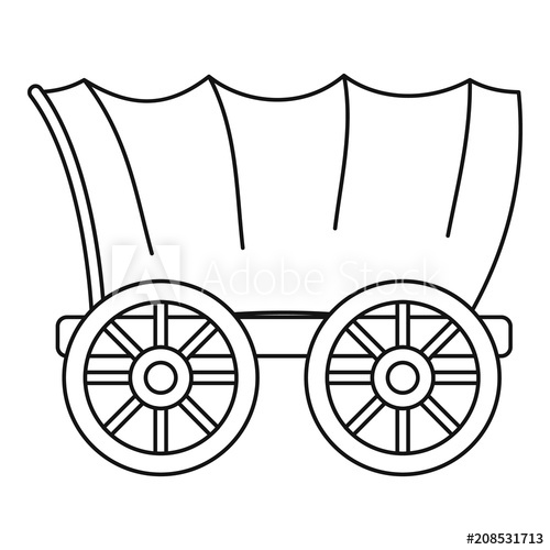 500x500 Ancient Western Covered Wagon Icon In Outline Style Isolated