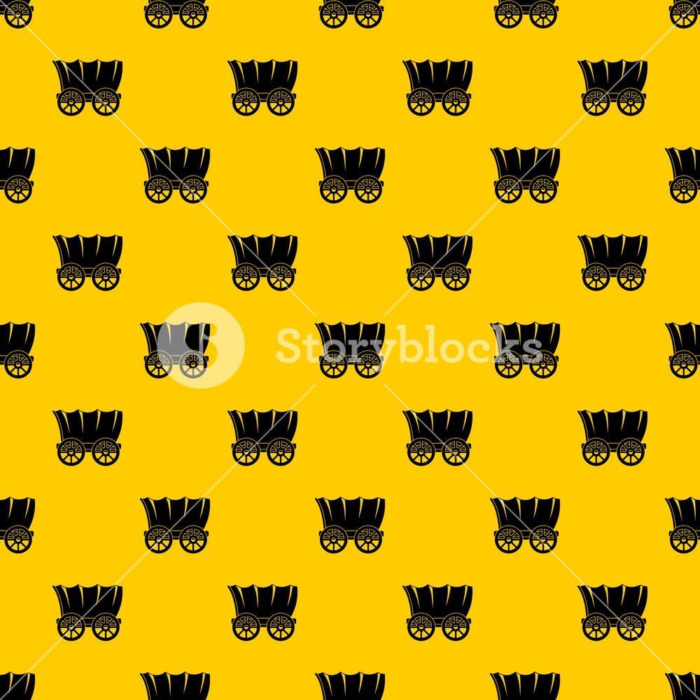 1000x1000 Ancient Western Covered Wagon Pattern Seamless Vector Repeat