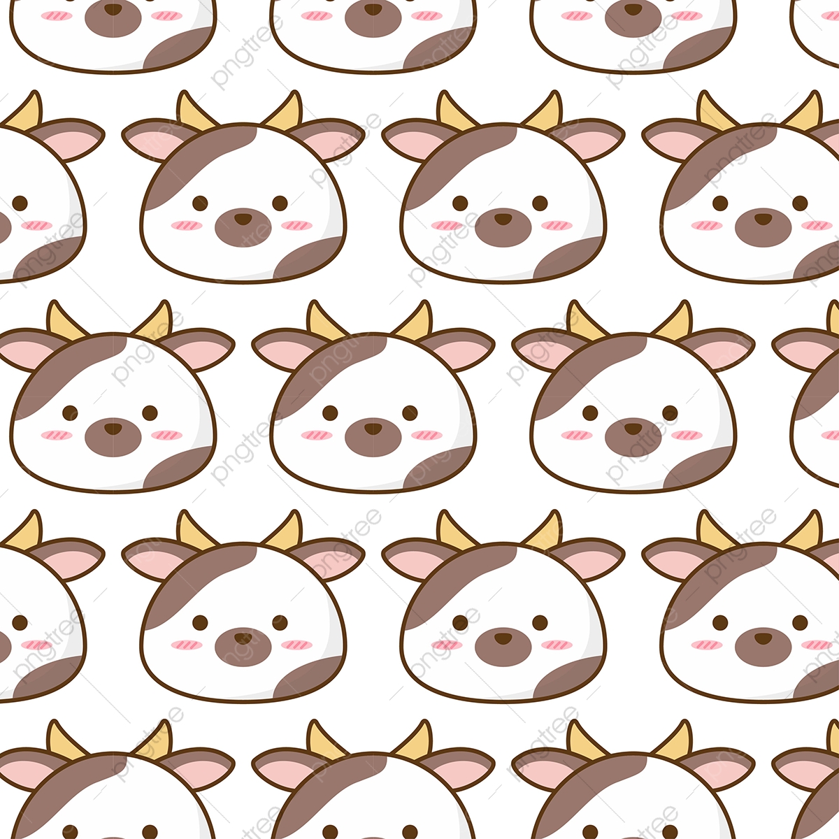1200x1200 Cute Baby Cow Face Pattern Vector, Cow, Cute, Pattern Png