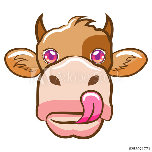 500x500 Cow Face Vector