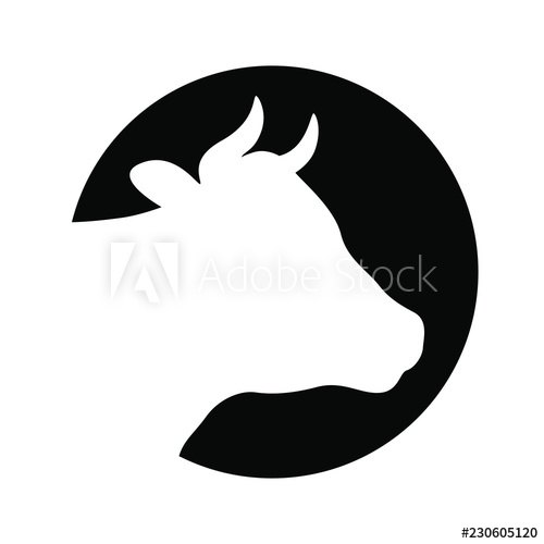500x500 Cow Head Graphic Icon Cow Head White Silhouette On The Black