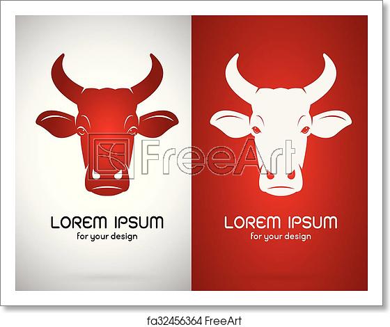 560x470 Free Art Print Of Vector Image Of An Cow Head Design On White