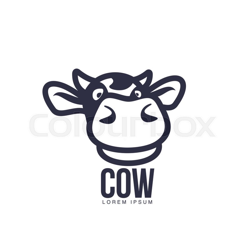 800x800 Funny Cow Head Logo Template, Cartoon Stock Vector Colourbox