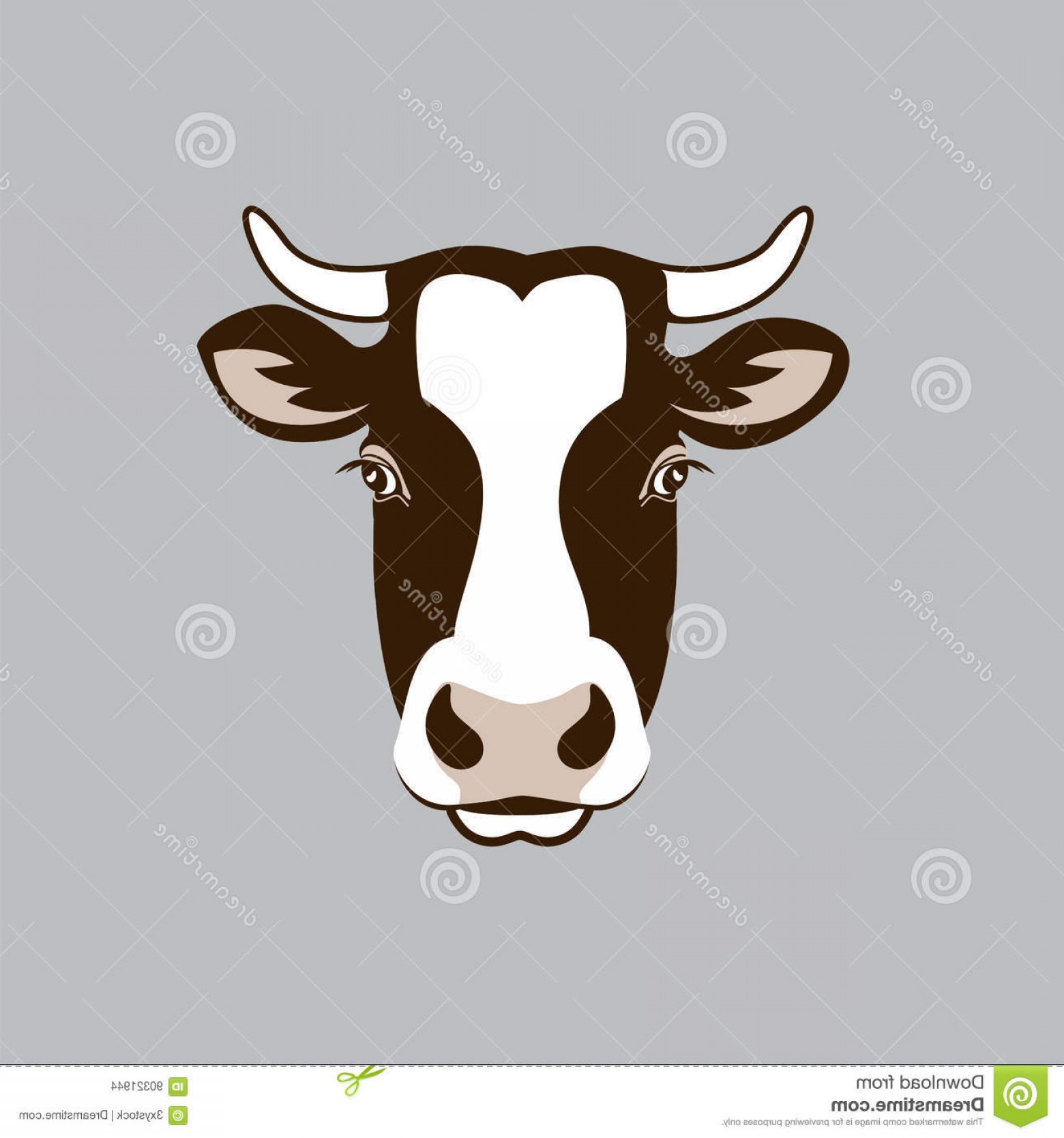 1560x1668 Stock Illustration Cow Head Vector Image Design Grey Background
