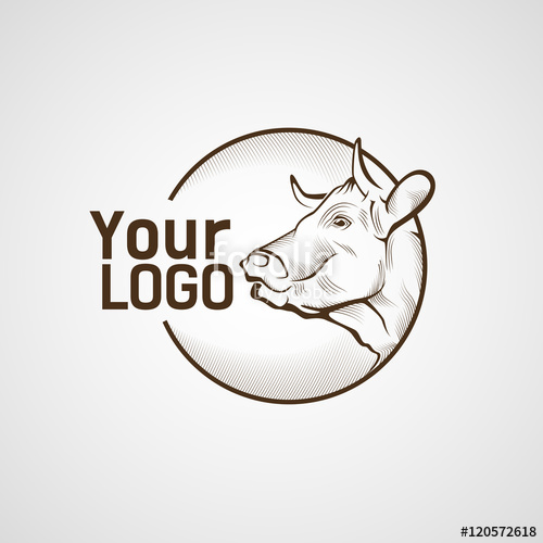 500x500 Painted Cow Head Logo Logotype Design Milk Icons For Advertising