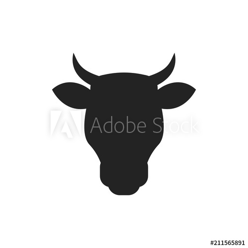 500x500 Cow Head Vector Illustration