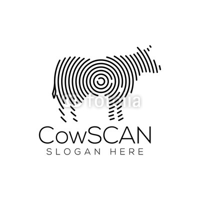 400x400 Cow Scan Technology Logo Vector Element Animal Technology Logo