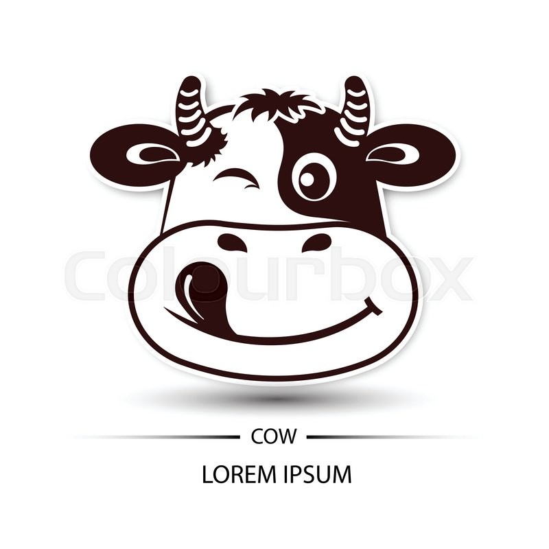 800x800 Cow Face Happy Logo And White Stock Vector Colourbox