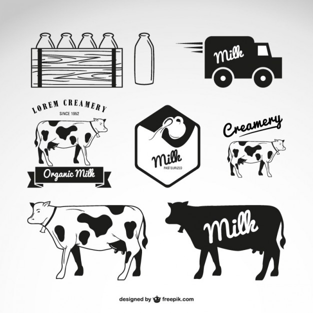 626x626 Milk And Cow Logos Vector Free Download