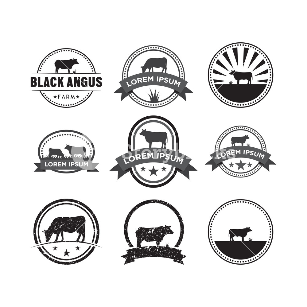 1000x1000 Set Of Cow Logo Design Template Vector Royalty Free Stock Image