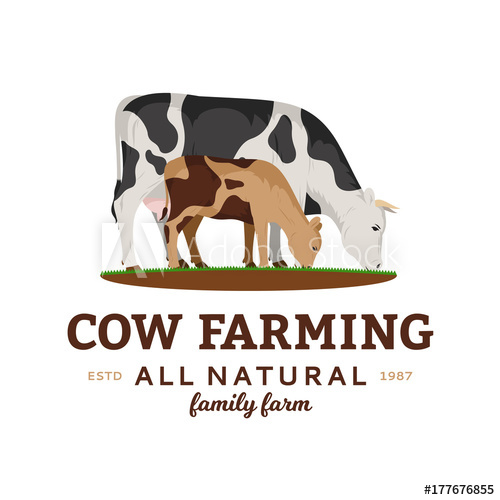 500x500 Vector Cow Farming Logo