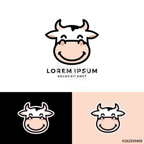 500x500 Cartoon Cow Logo Vector Mascot Character Avatar Download Stock