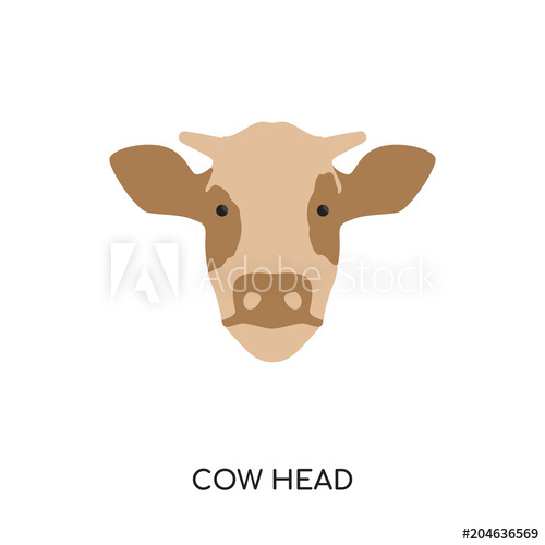 500x500 Cow Head Logo Vector Icon Isolated On White Background, Colorful