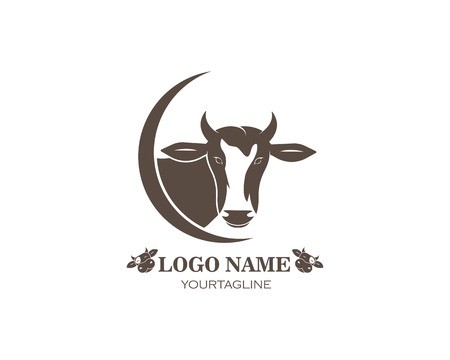 450x360 Cow Logo Vector Illustration Template Design Royalty Free Vector