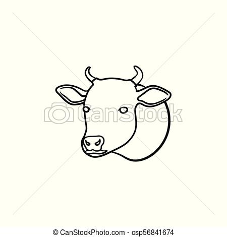 450x470 Cow Head Hand Drawn Sketch Icon Cow Head Hand Drawn Outline
