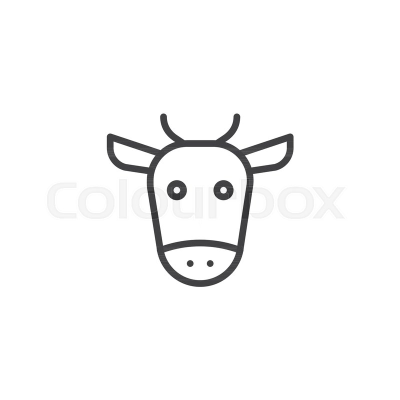 800x800 Cow Head Line Icon, Outline Vector Stock Vector Colourbox