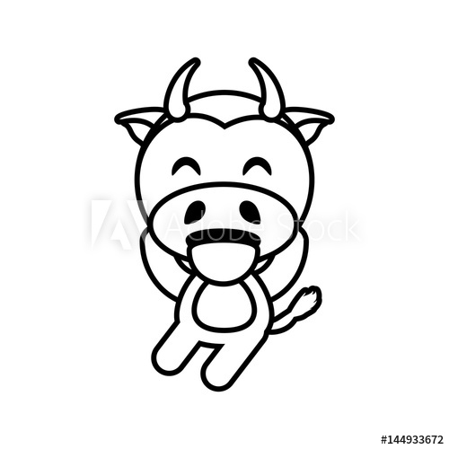 500x500 Cartoon Cow Animal Outline Vector Illustration
