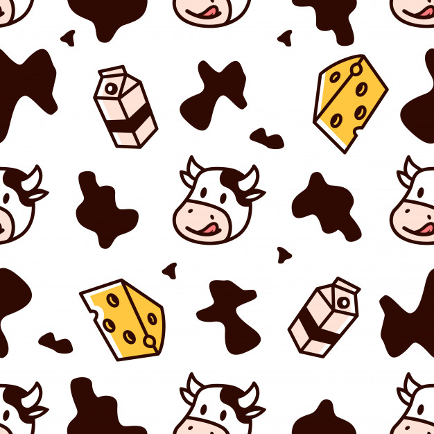 626x626 Cute Cow Skin Mark Seamless Pattern Background With Milk