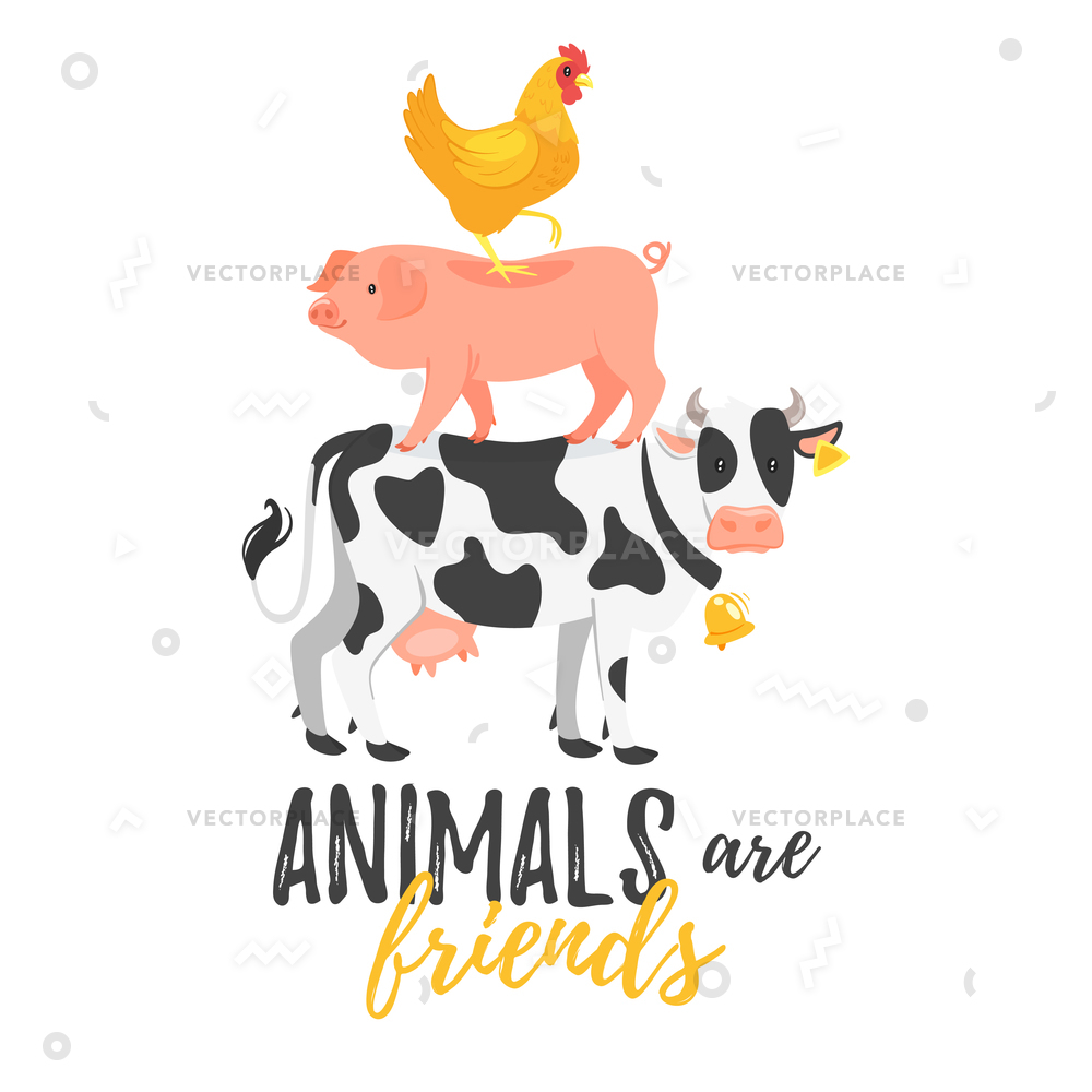 Cow Pig Chicken Vector